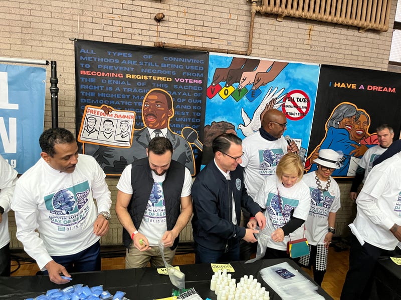 Philadelphia schools Superintendent Tony Watlington and Pennsylvania Gov. Josh Shapiro joined volunteers at Girard College.