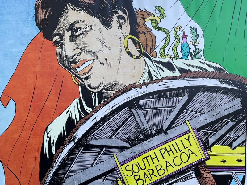 One of the pieces of art as part of Love & Grit, displayed throughout Black and brown-owned businesses in Philadelphia in late fall 2021.