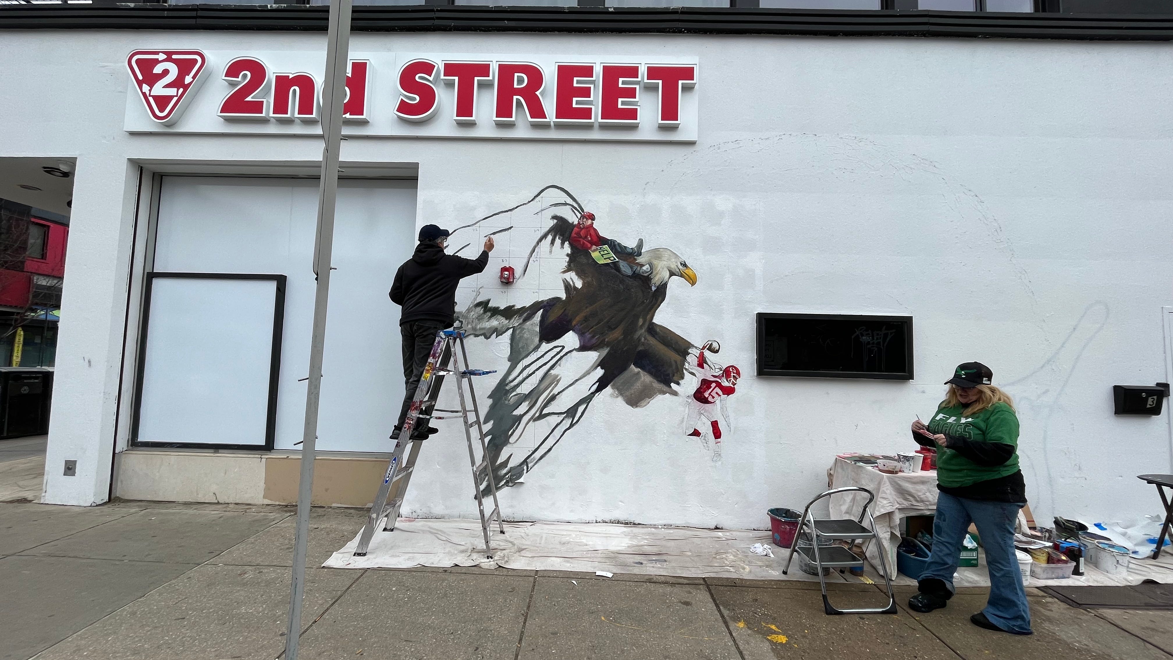 'It's a Philly thing': Artist dedicates mural to Eagles Super Bowl LVII appearance