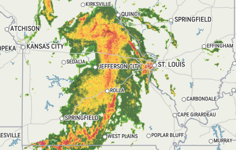 Rain, heavy at times, and a thunderstorm that could be gusty and contain small hail will cause slow travel first thing this morning with ponding on roads and sidewalks