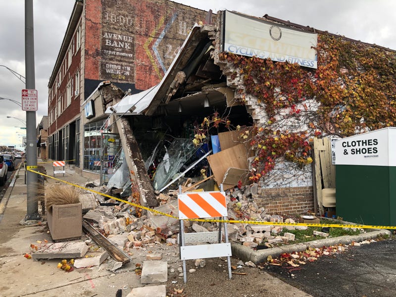 A crash overnight heavily damaged a historic bike shop in Oak Park.