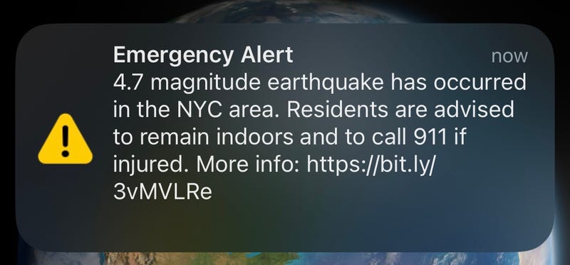 The emergency alert that went out to phones