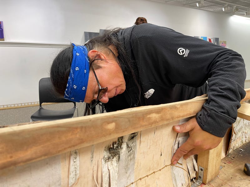 One of only a handful of Native birch bark canoe builders remaining in the U.S., Northwestern University artist-in-residence Wayne Valliere is sharing the traditional Native art, unchanged in three millennia, with a group of students on the Evanston campus.