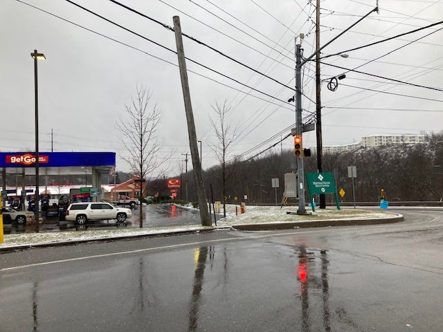 Wet roads in the Pittsburgh area
