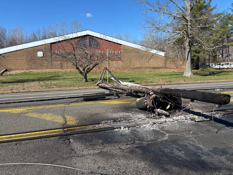 A downed power line on Stokes Road in Medford.