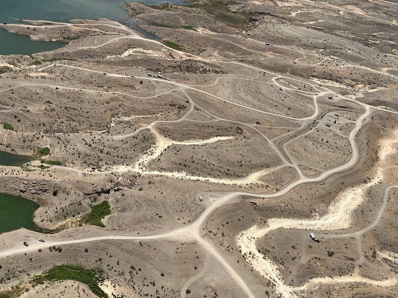 Aerial view of Government Wash at the Lake Mead National Recreation Area.