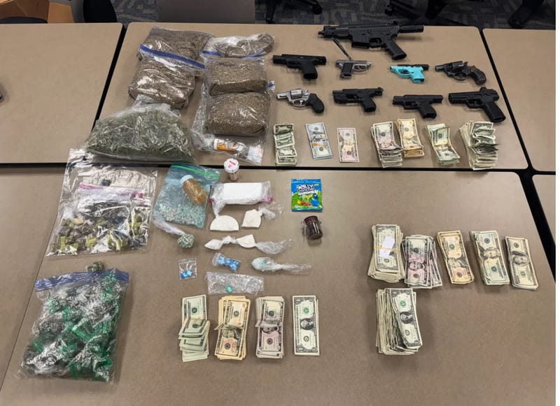 Dallas police seized several drugs and guns from crime enterprise
