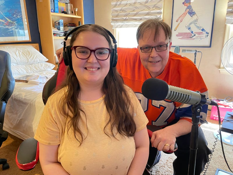 Sophie Martin (left) is joined by her father, Zach (right), who serves as a host on his inclusive radio platform for people with special needs.