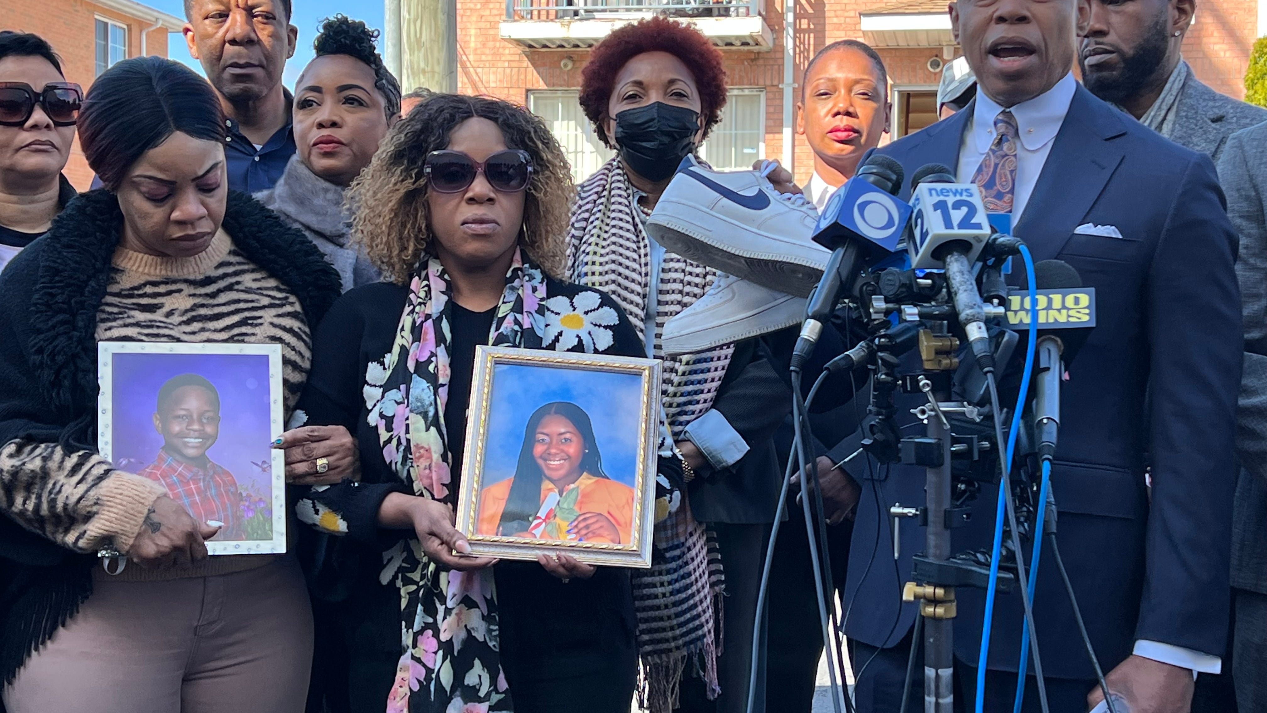 VIDEO: Adams holds up shoes of boy, 12, killed in Brooklyn shooting, 'Whose child is next?'