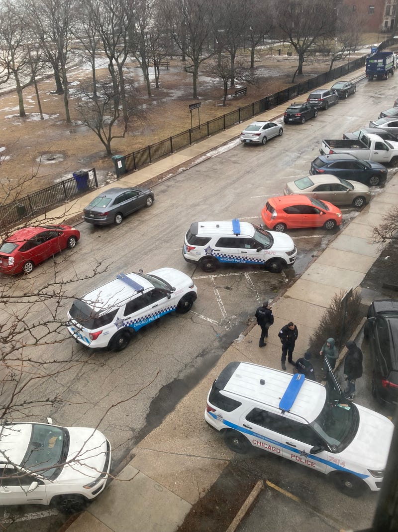 Chicago Police Department officers respond to a carjacking in February  2022. 