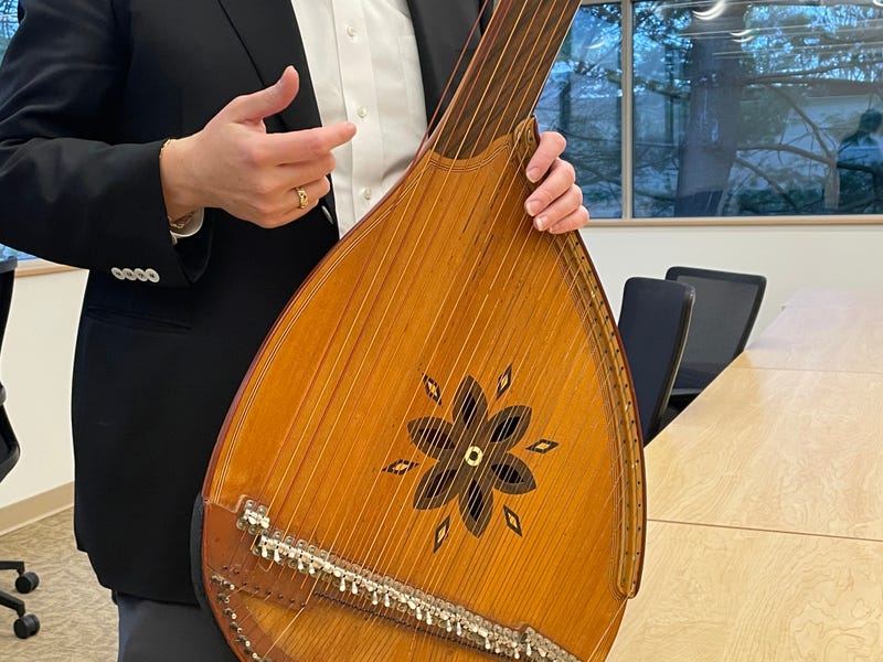 A bandura, a traditional Ukrainian instrument