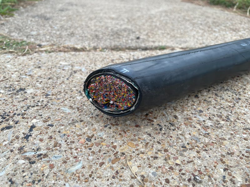 Collection of copper wires cut from service line