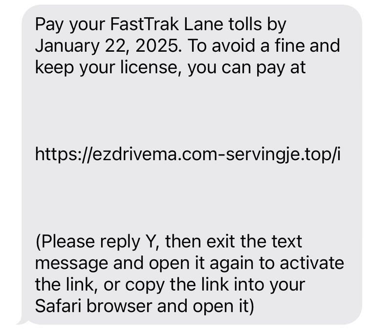 EZ Pass scam