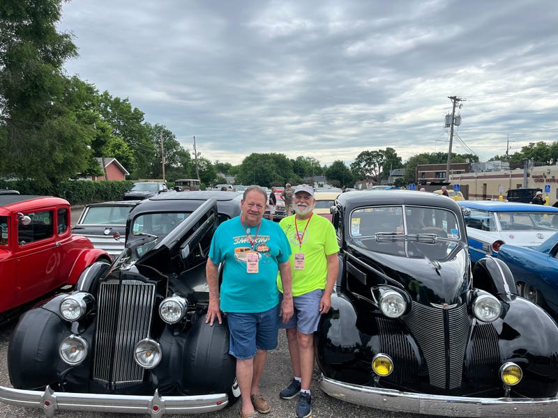 Car exhibitor Jim Davis and Keith at Mancini’s in St. Paul