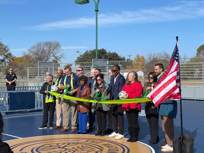Lake Dallas, Denton County, and FIFA officials cut ribbon on mini pitch in Lake Dallas