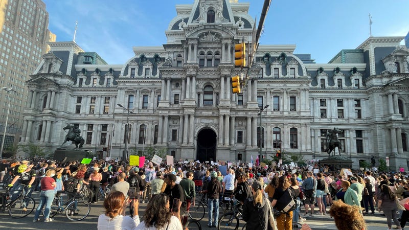 An abortion rights rally in Center City Philadelphia on Tuesday.