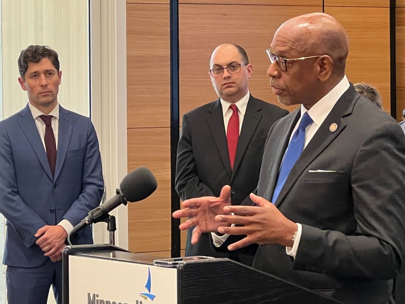 Commissioner of Community Safety Cedric Alexander and Minneapolis Mayor Jacob Frey explaining Operation Endeavor. 