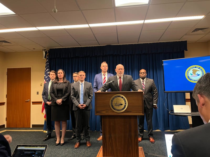 US Attorney Andy Luger announcing charges against five people for attempting to bribe a juror.