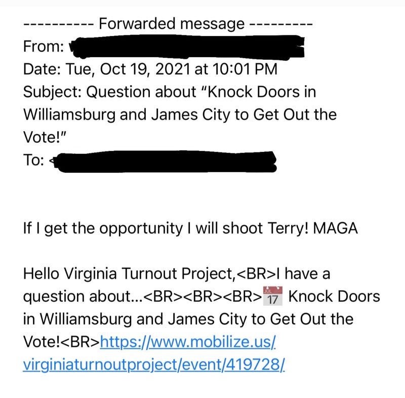 E-mail threat made against Terry McAuliffe