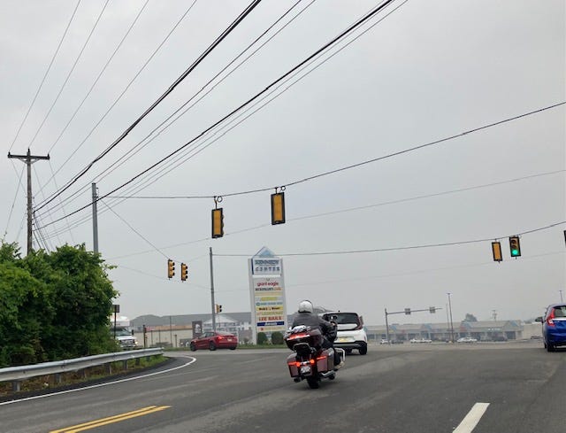Smoke and haze in the Pittsburgh area. Downtown is usually seen from this intersection