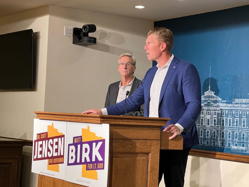 Matt Birk and Scott Jensen speaking on Monday morning. 