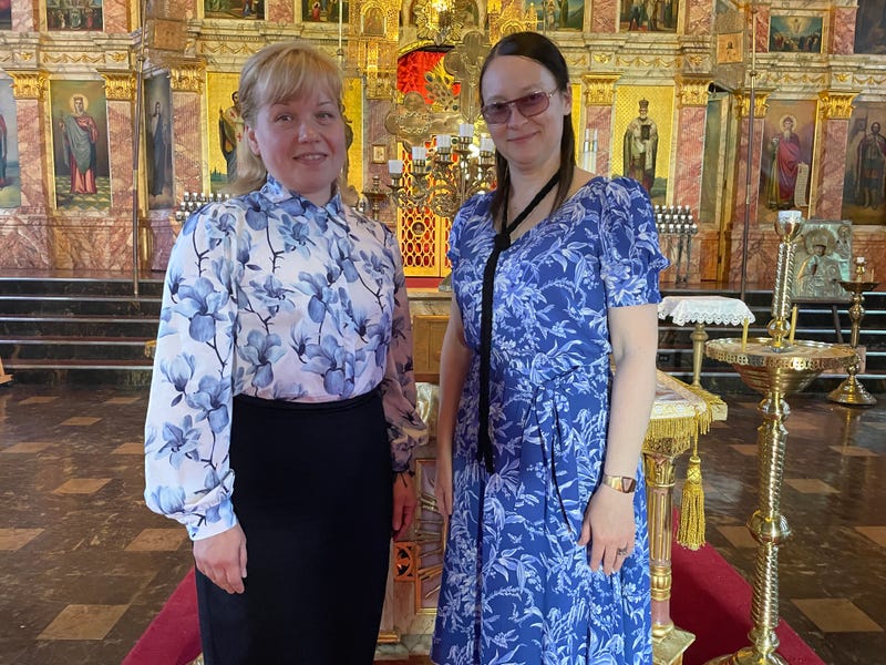 Alla Pukhtetska (left) and Veronika Matviienko were able to flee Ukraine with help from a church in Northern Liberties.