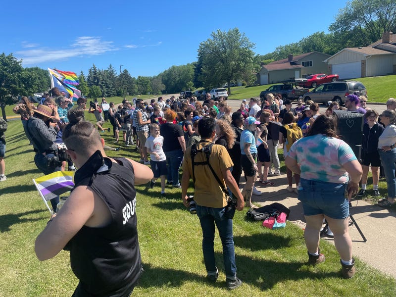 Students gather outside Hopkins High School on Wednesday. 