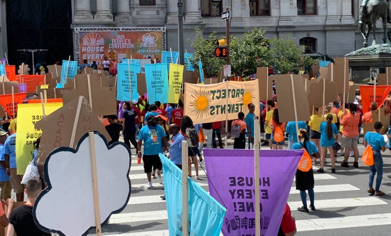 Protesters for fair housing outside City Hall