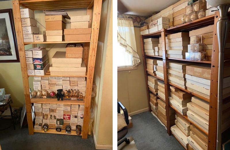 Barbara has an extensive collection of baseballs and baseball cards.