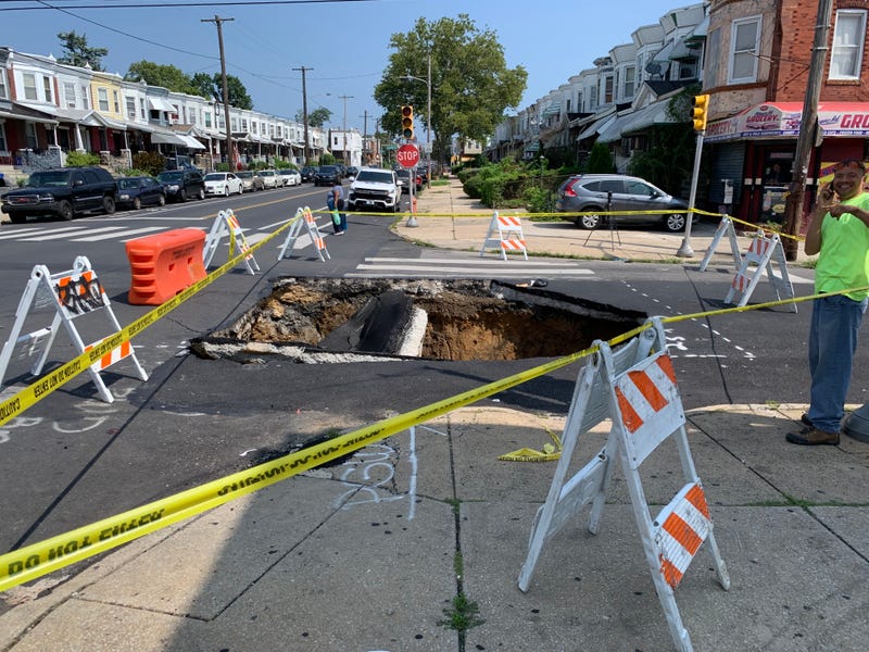 sinkhole opens up in West Philadelphia road