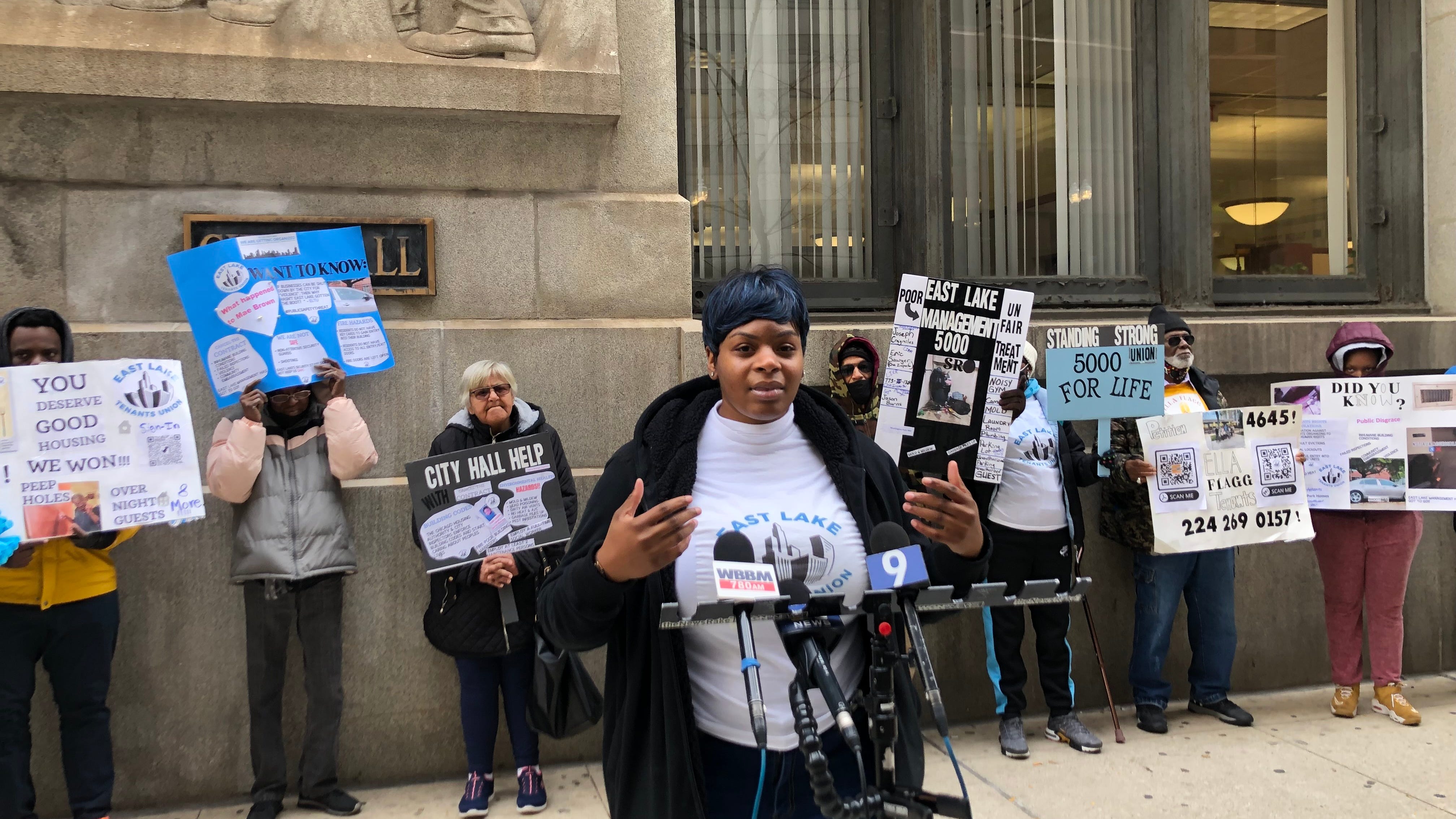 Chicago apartment buildings' disgruntled tenants voice concerns outside City Hall