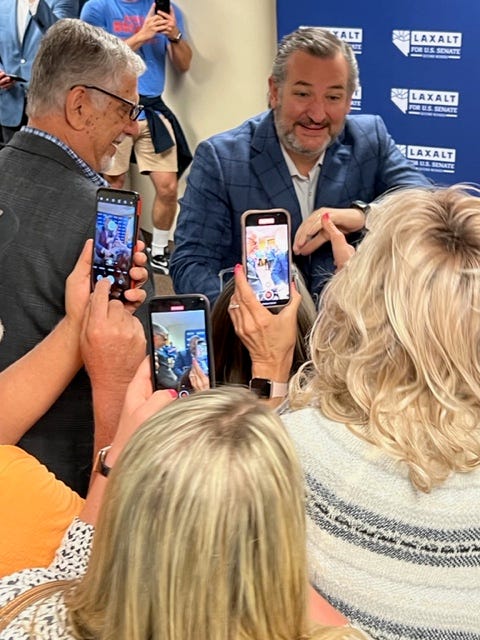 Texas Senator Ted Cruz attends a campaign event for Republican Senate candidate Adam Laxalt in Summerlin on April 22nd, 2022