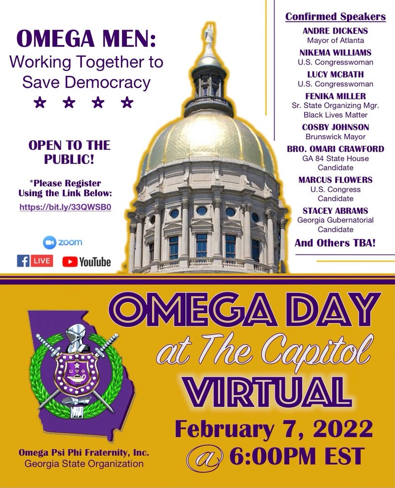 Omega Day at the Capitol Virtual is Feb 7, 2022.