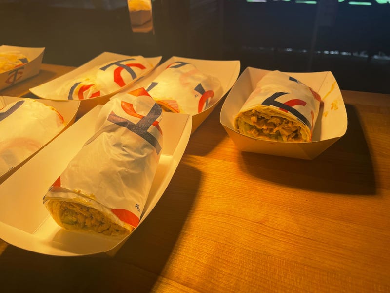 The Grand Slam Shawarma with marinated chicken in a handy wrap.