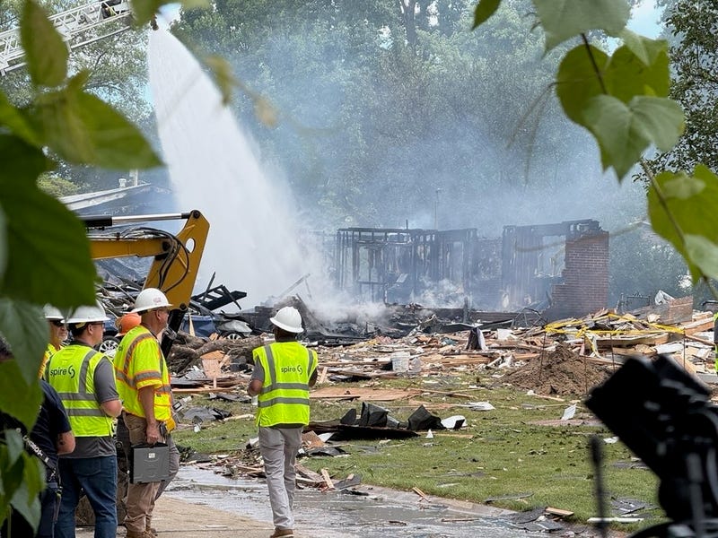 First responders on the scene of a home explosion in Florissant on Monday, August 25, 2025.