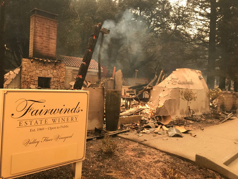 Flames consumed at least this building at Fairwinds Estate Winery in Calistoga.