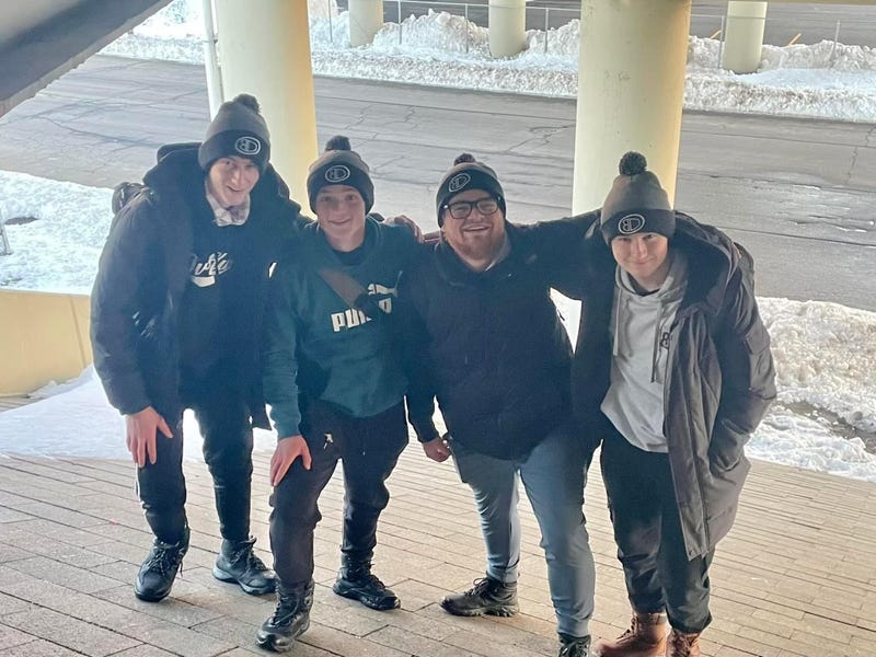 Nate and Alex Johns taking part in "homeless week"