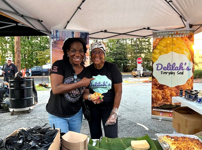 (L To R) "Wake Up With Dee Morning Show" Host Dr. Dee Dawkins Haigler "Owner of Delilah’s Everyday Soul" Auntie Delilah