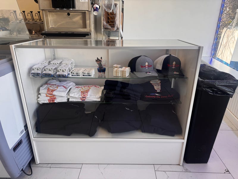 The shop even has a display case full of Mister Softee merch
