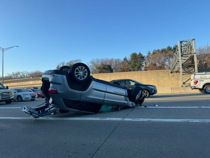SUV rolls over on I-696 near Woodward during rush hour