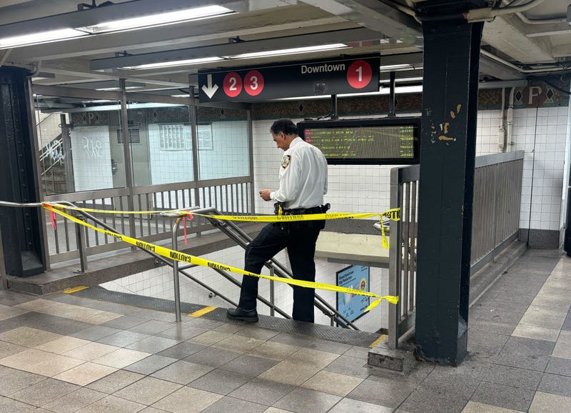 The child was discovered alone on a staircase by the entrance at West 34th Street and Seventh Avenue