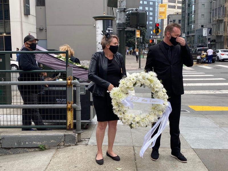 A funeral procession was held on October 9 in San Francisco for the live event industry, which has been put on pause due to COVID-19