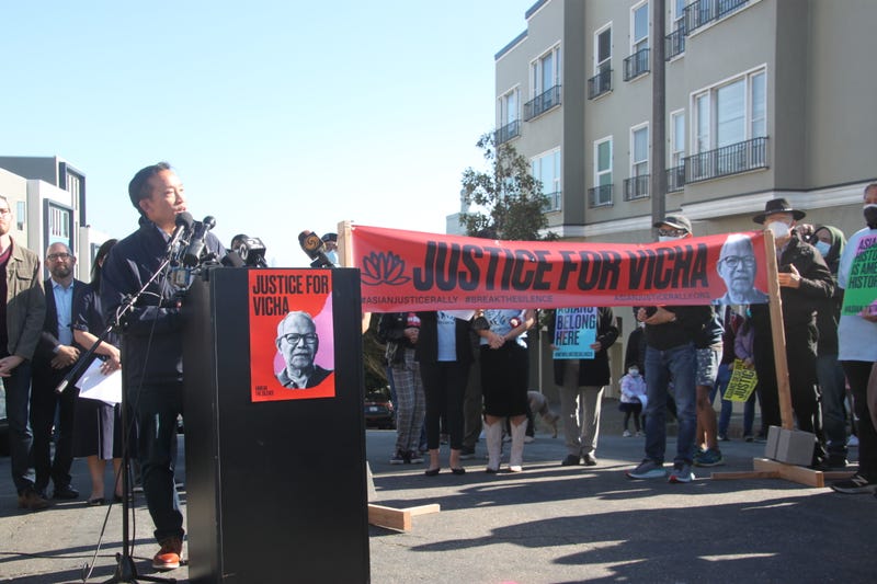 San Francisco officials speak at rally against anti-Asian hate on Sunday.