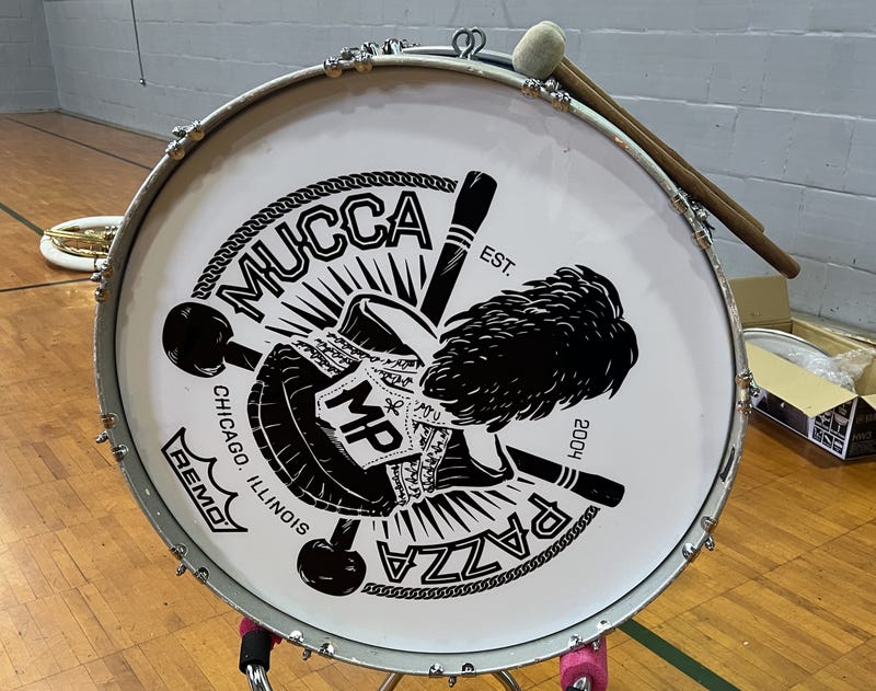 A Mucca Pazza marching drum.