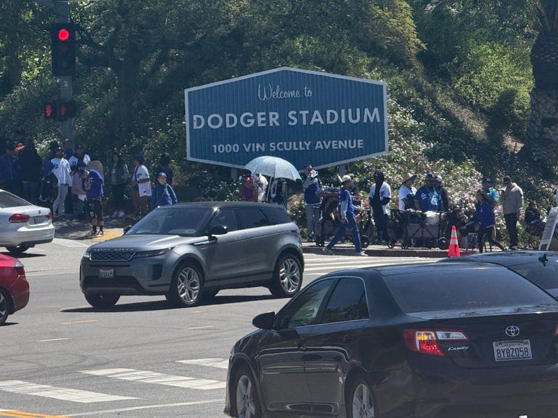 fans outside dodger stadium