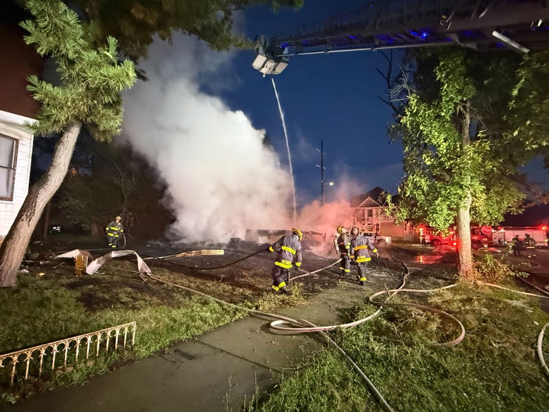 Fire near Charlevoix and Helen Streets in Detroit