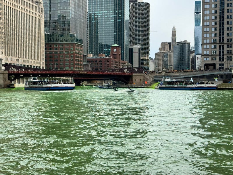 Chicago Journeymen Plumbers, Local 130, have turned the Chicago River into a bright green celebration of St. Patrick’s Day since the 1960s. This tradition continued Saturday ahead of the holiday next Tuesday. 