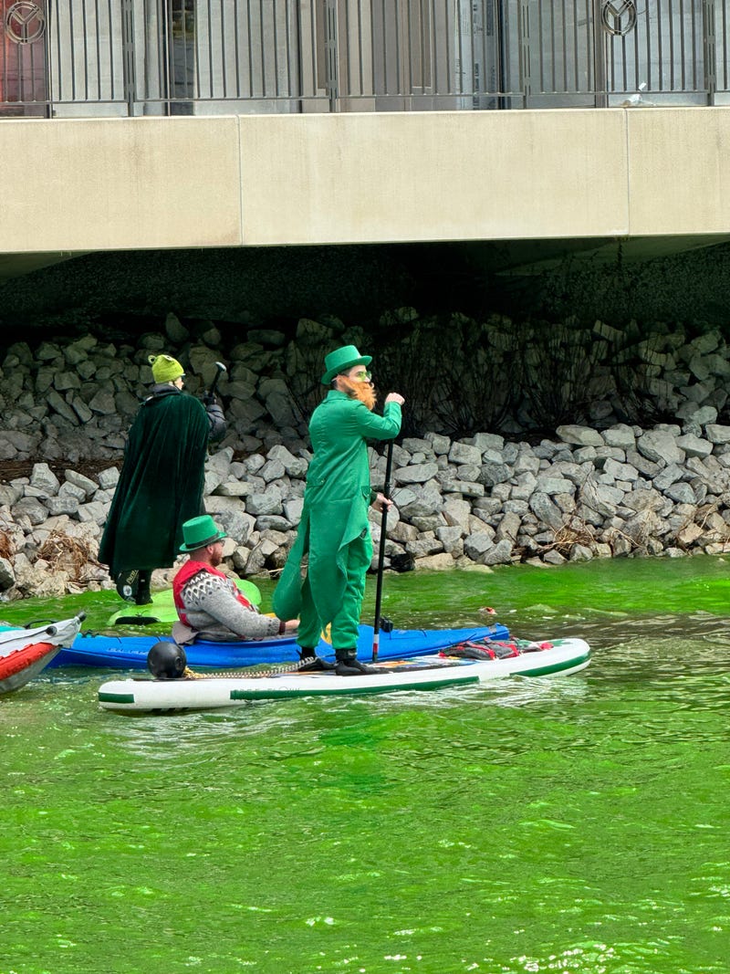 Chicago Journeymen Plumbers, Local 130, have turned the Chicago River into a bright green celebration of St. Patrick’s Day since the 1960s. This tradition continued Saturday ahead of the holiday next Tuesday. 
