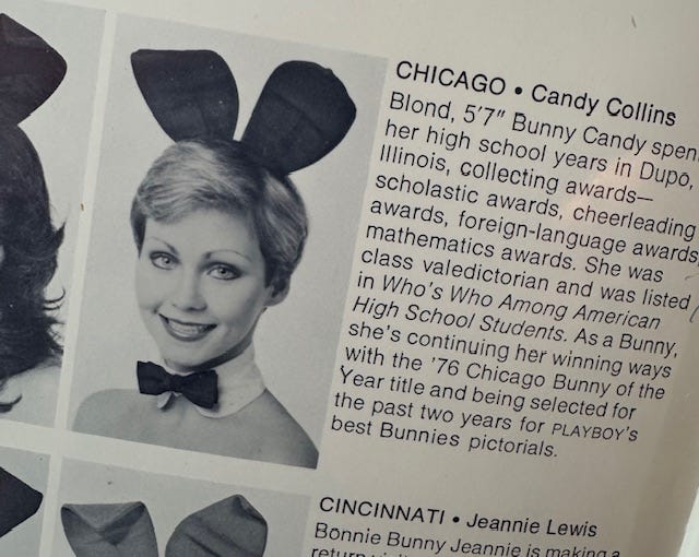 Candy Collins' bio in Playboy program