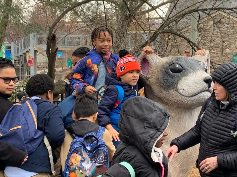 Kids are encouraged to touch, climb and play on larger-than-life sculptures of animals at the Philadelphia Zoo.